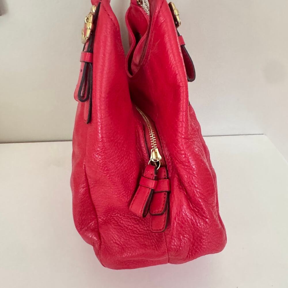 Coach Madison Maggie Red Pebbled Leather Shoulder Bag Large Hobo Purse 16503 - Picture 2 of 13
